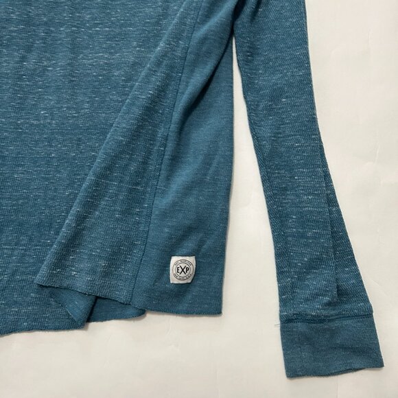 Lot of 2 Express Waffle Henley Shirt Mens sz M Gray & Teal Heathered Thermal Top - Picture 5 of 16